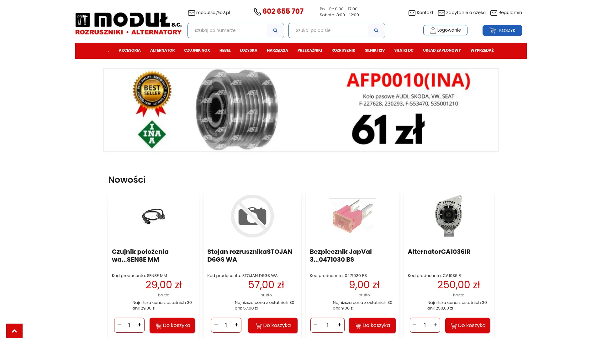 Screenshot of www.rozrusznik-alternator.pl